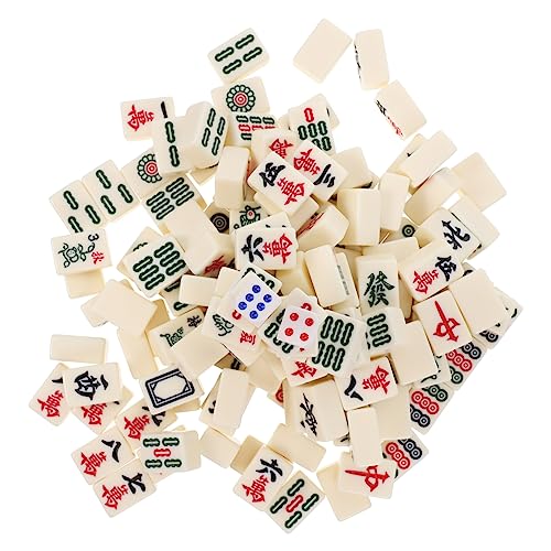 Vaguelly 1 Satz Tragbares Mahjong Traditionelle Mahjong-Spiele Mahjong in Tragbarer Größe Reise-Mahjong-Spiel Chinesisches Mahjong-Spiel Reise-brettspiel Chinesisch Mini-Mahjong Melamin von Vaguelly