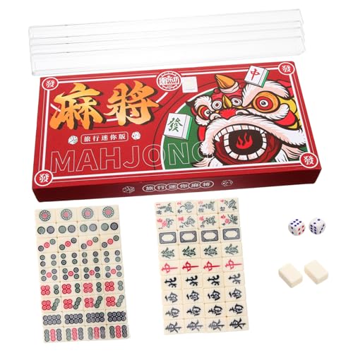 Vaguelly 1 Satz Tragbares Mini-Mahjong Miniatur-Mahjong-kit Reise-Mahjong-Spielzeug Mahjong Für Unterwegs Reise Tischspiel Mahjong Mini-Mahjong-kit Mahjong Für Zu Hause Weiß PVC von Vaguelly