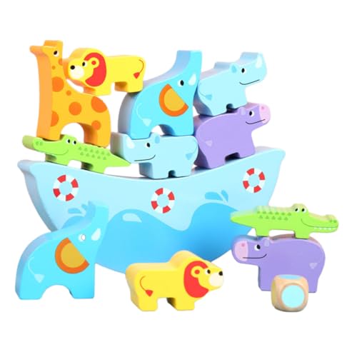 Vaguelly 1 Satz Tumbler-Bausteine Interaktive Familienspiele Balance-Stapelspielzeug interaktive Spiele Animal-Design spielzeuge Balance-Stapelblock Kinder Bausteine ​​Spielzeug hölzern von Vaguelly