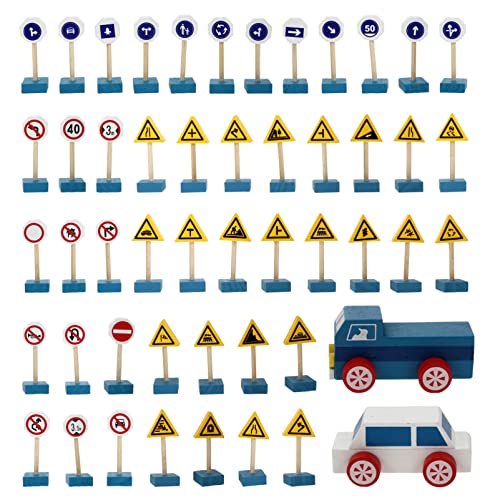 Vaguelly 1 Satz Verkehrszeichen Kinderpädagogische Spielzeuge Bauzeichen Verkehrszeichen Für Auto Magnetfliesen Für Für Straßensperren Holz von Vaguelly