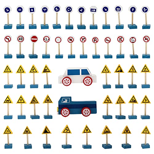 Vaguelly 1 Satz Verkehrszeichen Miniatur Zeichen verkehrszeichen verkehrsschilder für kognitive Spiele Kognitives für Holz von Vaguelly