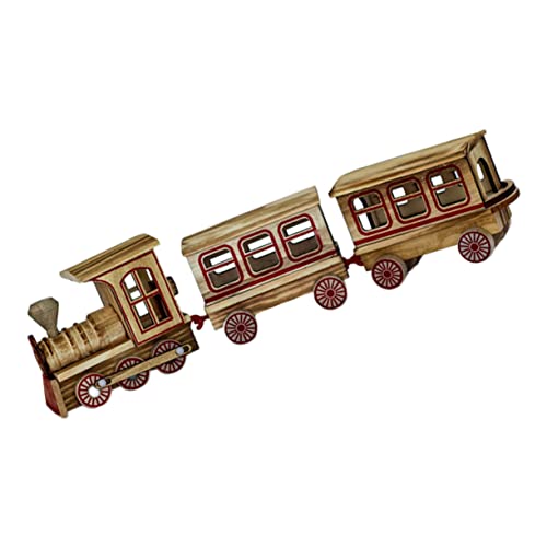 Vaguelly 1 Satz Weihnachtszug Aus Holz Dekoration Spielzeugauto Gleis Zugmodell Ornament Set Puzzle Kreativer Kleiner Zug Eisenbahnornamente Weihnachts Expresszug Retro Figur von Vaguelly