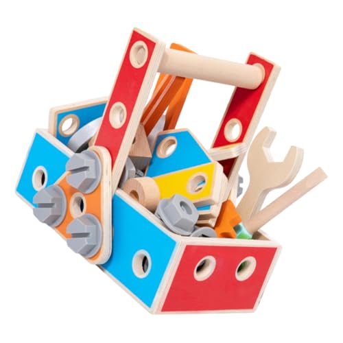 Vaguelly 1 Satz Werkzeug für Kinder kinderwerkzeug Kinder Werkzeugspiel Set Kinder Spielzeug werkzeugkoffer für Kinder Holzwerkzeuge Lernspielzeug für Kinder Kindergeschenk hölzern Colorful von Vaguelly