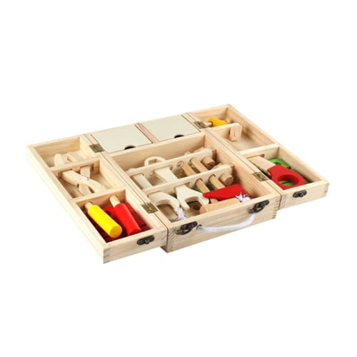 Vaguelly 1 Satz Werkzeugkasten Für Kinder Werkzeuge Für Kinder Kleinkindspielzeug Lernspielzeug Puzzle-Spielzeug Möbelmodell Puppenhaus Aus Holz Spielzeuge Hölzern Spielzeugset Reparatur von Vaguelly