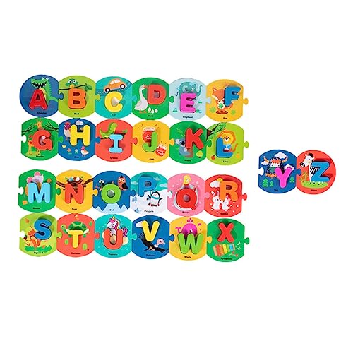 Vaguelly 1 Satz englisches Alphabet Puzzle-Spielzeug Kinderspielzeug ABC-Puzzle-Form Kinder Puzzle rätselbuch Kinder Entzückendes englisches Kartenspielzeug Lernspielzeug hölzern Colorful von Vaguelly