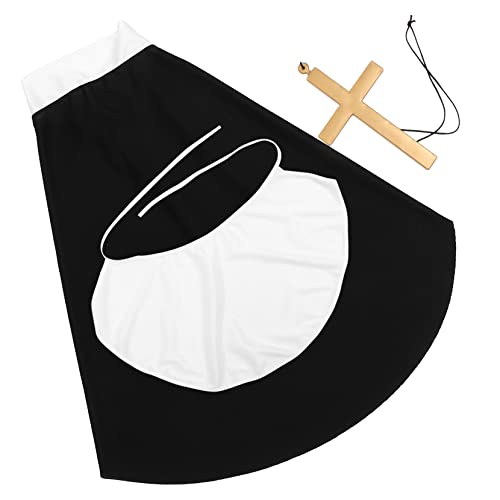 Vaguelly Herren Priester Kostüm Kopftuch und Kreuz Halloween Cosplay Pastoral Zubehör Set von Vaguelly