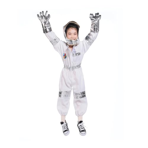 Vaguelly 1 Set Astronauten Outfits Ausgefallenes Kostüm Bühnenuniform Astronautenkostüm Cosplay Kostüm Raumanzüge Weißes Silbernes Kostüm Halloween Maskerade Party von Vaguelly