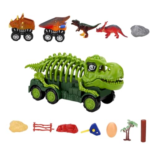 Vaguelly 1 Set Dinosaurier Essauto Autospielzeug Autos LKW Skelett Für Jungen Auto Für Babys Für Kleinkinder Kinderspielzeug Pädagogisches Autospielzeug Grüner Kunststoff von Vaguelly