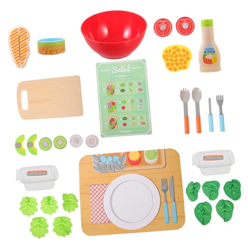 Vaguelly 1 Set Holzspielzeug Rollenspiel Für Essensspielzeug Mit Slice and Wurf Salat Perfektes Zubehör Für Die Kinderspielküche Und Matschküche Im Freien Ideal Für Kreative von Vaguelly