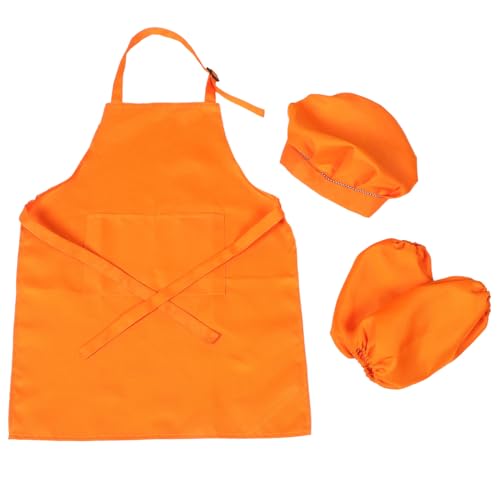 Vaguelly 1 Set Kinderschürze Schürzen Für Kochmütze Und Schürze Schürze Kochmütze Und Schürze Kochmütze Schürze Kochkostüm Polyester Orange von Vaguelly