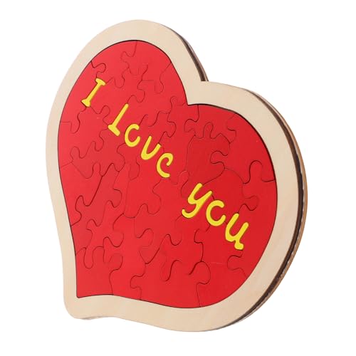 Vaguelly 1 Set Liebespuzzlespielzeug Holz Geburtstagsgeschenk Holzherz Puzzle Valentinstag Romantische Hochzeitstag kleine Rätsel Herz-Puzzle leer rot von Vaguelly