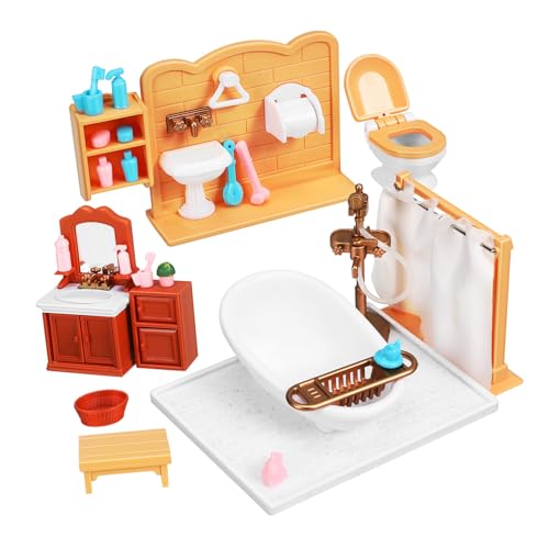 Vaguelly 1 Set Mini Badezimmermöbel Für Puppenhäuser Miniatur Badezimmermöbel Puppenhaus Zubehör Ideales Zubehör Für Kleine Puppen Und Spielhäuser Aus von Vaguelly