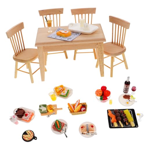 Vaguelly Miniatur öbel Set Für Puppenhaus 1 Set Tisch Und Stühle Doll House Zubehör Küchenmöbel Für Ideal Für Rollenspiele Und Kreatives Perfektes Für ädchen Und Jungen von Vaguelly