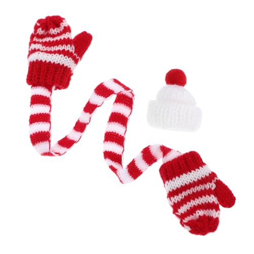 Vaguelly Weihnachts Produkte Baby Set Neugeborene 1 Set Miniatur Puppen Zubehör Strickmütze Und Schal Set Und Niedliche Mini Strickmütze Und Kleiner Schal Für Bastelprojekte Und Weihnachtsdekoration von Vaguelly