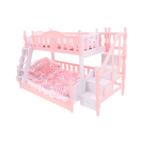 Vaguelly 1 Set Puppen-doppelbett-Set Für Mädchen, Dekorative Puppenhausmöbel, Puppen-schlafzimmermöbel, Miniatur-puppenbett, Miniaturbett, Mini-Bett-Modell von Vaguelly