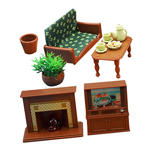 Vaguelly 1 Set Puppenhaus Sofa Miniaturhaus Mini Spielzeug Mini Wohnzimmer Zubehör Miniatur Landschaft Requisite DIY Miniatur Wohnzimmer Szene Spielzeug von Vaguelly