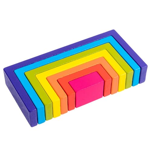 Vaguelly 1 Set Quadratische Regenbogen Bausteine Spielzeug Kindergartenbedarf Bausteine Geometrischer Block Brettspiele Spielzeug Frühes Pädagogisches Spielzeug Kognitives von Vaguelly