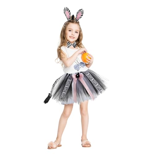 Vaguelly 1 Set Rockanzug Tierkostüme Zebrakostüm Zebraohren Stirnband Dschungel Themen Tierkostüm Das Outfit Tierstirnband Tierohr Haarbänder Tutu Rock Polyester Polyester von Vaguelly