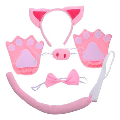 Vaguelly 1 Set Schweinchen Anziehset Tiere Stirnband Fliege Schweineohren Haarband Künstliche Schweine Nasen Requisite Kinder Kostüm Kleid Set Plüsch von Vaguelly