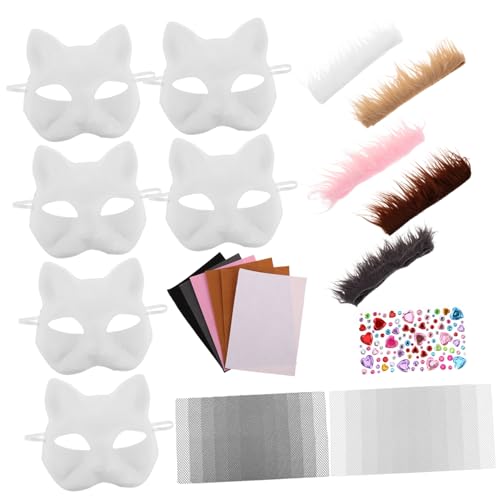 Vaguelly 1 Set Weiße DIY Masken Mit Kunststreifen Tier Anziehmasken Leere DIY Maske Für Halloween Cosplay Und Tiermaskerade Party von Vaguelly