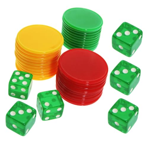 Vaguelly 1 Set Würfel Chip Set 6 Seitig Spielwürfel Karten Würfelspiel Pokerchips Pokerwürfel Blanko Spielchips Trinkspiele Spielzubehör Partyzubehör Lustige Spielchips Kunststoff Acryl von Vaguelly