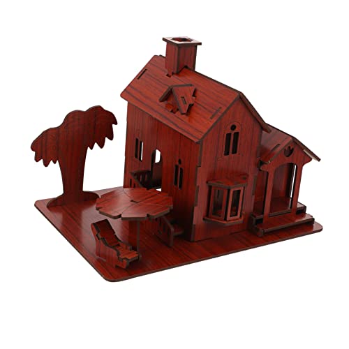 Vaguelly 1 Stück 3D- -Puzzle Kinderspielzeug Kinderrätsel Rätsel 3D-Puzzles Für Rätsel Villa-Puzzle Villa Selber Machen Villa-Modell Brown Holz von Vaguelly