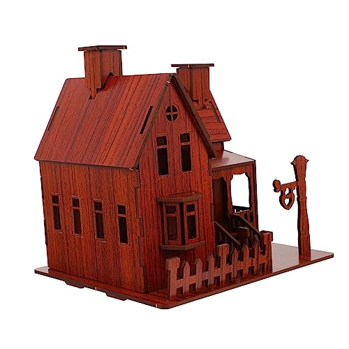 Vaguelly 1 Stück 3D- -Puzzle Kinderspielzeug Rätsel -Puzzle- DIY Dekoratives Hausmodell 3D-Villa-Modell DIY- Für Brown Holz von Vaguelly