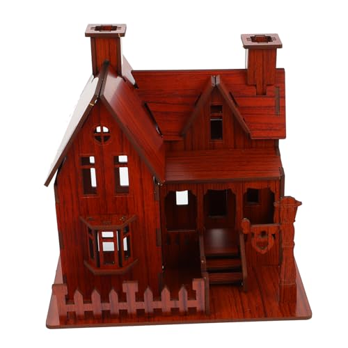 Vaguelly 1 Stück 3D- -Puzzle Rätsel Kinderspielzeug Puzzlespielzeug Zusammenbauen Villa Modell Bildungsspielzeug DIY- Für 3D-Villa-Modell Brown Holz von Vaguelly