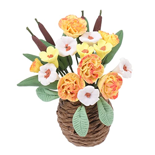 Vaguelly 1 Stück Puppenhauszubehör Blumentopf Pflanzenzubehör Töpfe Für Pflanzen Blumentopf Minipflanzen Bonsai Verzierungen Miniaturdekor Mini Simulationsblume Mini Szenendekor Gelbes von Vaguelly