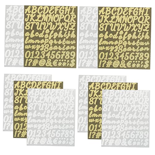 Vaguelly Selbstklebende Vinyl-aufkleberbögen 10er-Pack Alphabet-Buchstaben-/zahlenaufkleber für Jungen und Mädchen Bastelarbeiten von Vaguelly