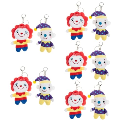 Vaguelly 10 STK Clown-Schlüsselanhänger für Kinder kindergeschenke Bezaubernder Taschenanhänger Anhänger für die Schultüte schöner Puppen-Schlüsselanhänger gefüllte Puppe Anhänger von Vaguelly