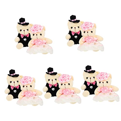 Vaguelly 10 STK Hochzeitsbärenpuppe Abschluss Stofftiere Plüschtier tragen Hochzeitsgeschenk Plüschbär Plüschbärchen Brautpaar bär Puppe dekor einzigartiges Bärenspielzeug PP Baumwolle Rosa von Vaguelly