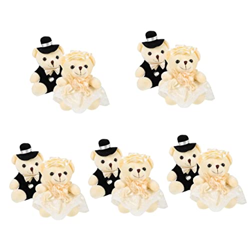 Vaguelly 10 STK Hochzeitsbärenpuppe Mini-plüschbären Ausgestopft Desktop-bär-Ornament Bär Puppe Dekor Puppenfigur Panda Kleine Bärenpuppe Hochzeit Trägt Ornament Tiere Weiß Pp Baumwolle von Vaguelly