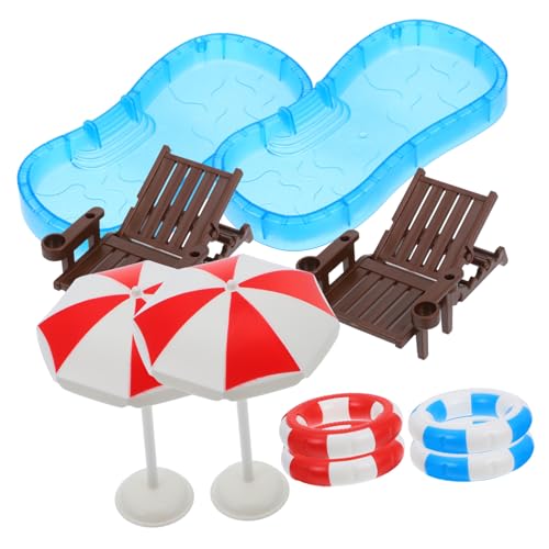 Vaguelly 10 Sätze Puppenhaus Strandkorb Puppen-Pool-Spielzeug Mini-Hausmöbel Strandkörbe für Kinder außen Spielzeug für Kinder Toys fot Mini-House-Szenendekor Miniaturspielzeug Plastik von Vaguelly