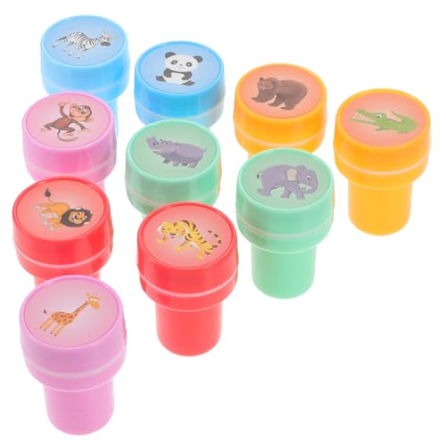 Vaguelly 10 Stück Cartoon Spielzeug Spielzeug Tierstempel Spielzeugstempel Handstempel Zoo Partygeschenke Stempelmarkierungen Für Stempelset Stempel Für Bauernhof Stempel von Vaguelly