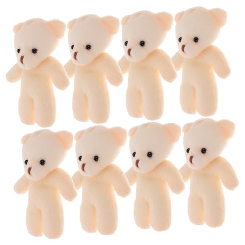 Vaguelly 10 Stück Teddybär-Puppe Ausgestopft Bären Kaninchen Klein Hut Broschen Mini-plüschtiere Masse Cool Brosche Tragen Bestellen Mädchen Kuscheltiere Miniatur Pp Baumwolle Weiß von Vaguelly