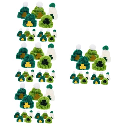 Vaguelly 100 STK Mini-strickmütze Miniatur Zum Basteln Mini-Zylinder Mini Irischer Hut Kleine Strickmützen Miniaturhüte Für Puppen Mini-weihnachtspuppenmütze Zierkappe St. Patricks Day Garn von Vaguelly