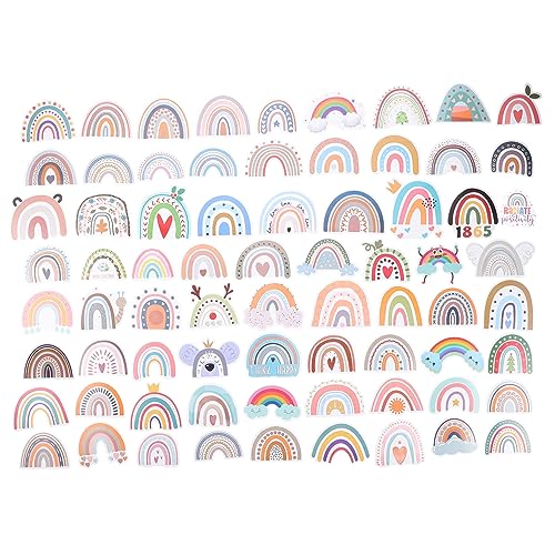 Vaguelly 100 STK Vintage Regenbogenaufkleber Kleine Regenbogenaufkleber Boho-Aufkleber Für Wasserflaschen Regenbogenaufkleber Für Wasserflaschen Regenbogenaufkleber Für Koffer Papier von Vaguelly