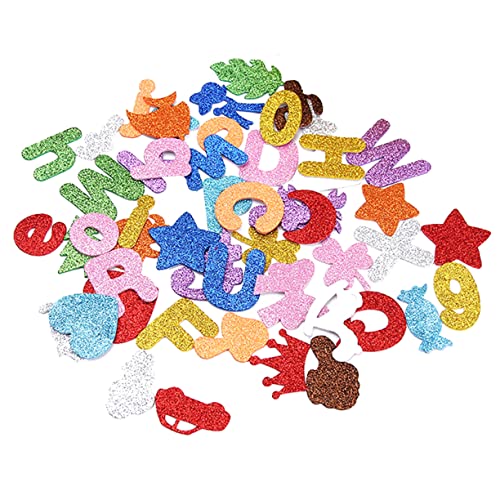 Vaguelly 100St Bildungsabziehbilder Zahlenaufkleber Alphabet-Lernspielzeug Kinderaufkleber glitzernde Aufkleber Kinder bastelset basteln für Kinder Aufkleber für Kinder Alphabet-Aufkleber von Vaguelly