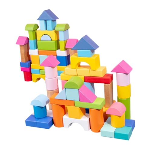 Vaguelly 100st Blöcke Lernspielzeug Für Kinder Spielzeug Für Kleinkinder Babybausteine Geometrische Holzblockkinder Holzbaustein Kinder Holzklötze Für Kleinkinder Holzbausteine Hölzern von Vaguelly