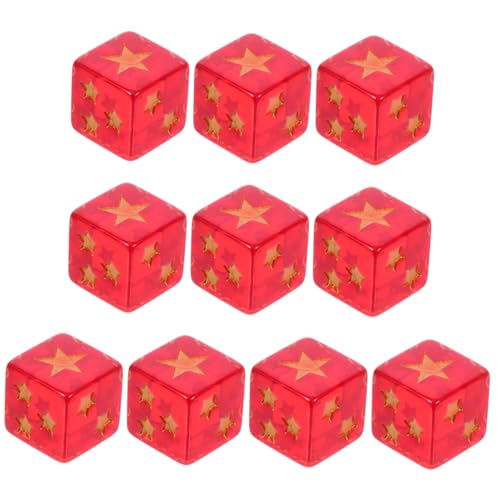 Vaguelly 10Pcs Fünf Punkte Sternwürfel Gold Würfel Miniatur Würfel Graduation Party Würfel Große Würfel Kleine Würfel Spielzubehör Spiel Würfel Würfel Würfel Acryl Würfelharz Harzharz von Vaguelly