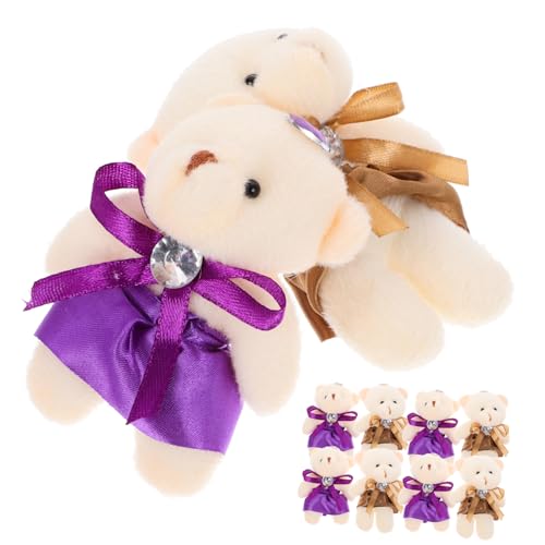 Vaguelly 10St Bärenpuppe knuddelig ausgestopft Mini gefüllt Hängematte Baumschmuck Netz Plüschbär Anhänger für Rucksäcke Baum hängende Ornamente Kuscheltiere Anhänger Schlüsselanhänger Tuch von Vaguelly