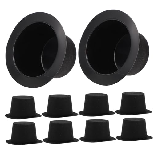 Vaguelly 10St Puppenhausdekoration Mini-Zylinder formelle Mini-Hüte Top-Hat-Kostüm weihnachtsbasteln Weihnachtsdeko Mini-Hüte für den Urlaub Weihnachtsschneemannmütze Plastik Black von Vaguelly