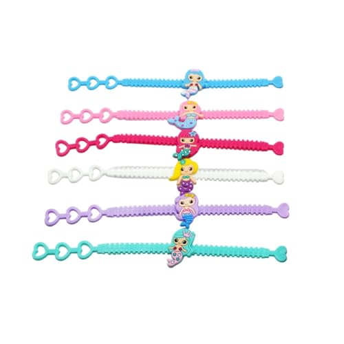 Vaguelly 10er Set Meerjungfrau Armbänder Für Cartoon PVC Handgelenkbänder Als Party Mitgebsel Für ädchen Meerjungfrau Geburtstag Party Zubehör Zufällige Farben Und Muster von Vaguelly