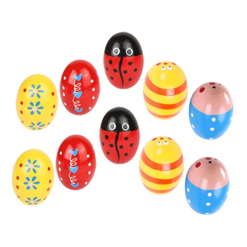 Vaguelly 10st Lehrmittel Für Simulationseier Spielzeug Percussion-Musik-Eier Shaker-Eier Egg Shaker Für Schlaginstrumente Für Kinder Eierstreuer Eierbecher Für Kinder Maraca-Ei Hölzern von Vaguelly