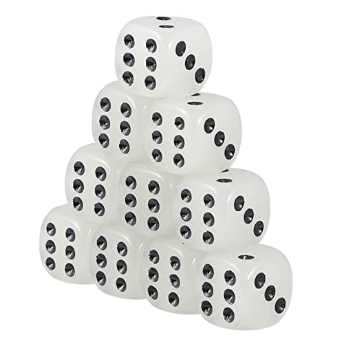 Vaguelly 10st Leuchtende Würfel 6-seitiges Spiel Outdoor-spielsets Zubehör Für Brettspiele 6-seitiger Spielwürfel Pokerwürfel Würfelspiel Im Freien Poker-Party-Spiel Spielzeug Acryl Black von Vaguelly