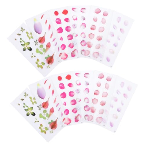 Vaguelly 12 Blätter dekorative Aufkleber 3D-Nailart-Sticker Nagelkunstaufkleber Scrapbooking Sticker Scrapbook Stickers Abziehbilder für Simulationsanlagen Aufkleber für Tagebuch von Vaguelly