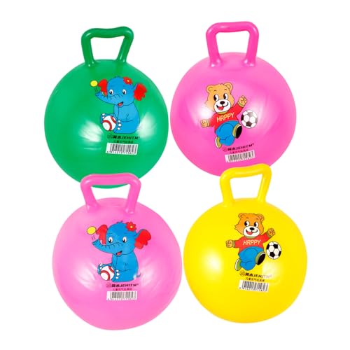 Vaguelly 12 STK Schläger handhaben Lernspielzeug für Kinder Hüpfbälle für Kinder aufblasbares Springen hupfball für Kinder Activity für Kinder Cartoon-Muster-Hopping-Ball Bildungsbälle PVC von Vaguelly