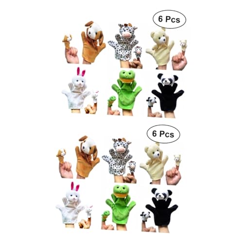 Vaguelly 12 STK Spielzeug im Tierstil Hand Puppet handspielpuppen Handpuppen für Babys Handpuppen für Kleinkinder Handpuppen für Kinder Plüsch-Handpuppen Cartoon-Handpuppen Spielzeug von Vaguelly