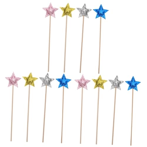 Vaguelly 12 STK Zauberstab Fairy Wand Spielzeug für Kinder kinderspielsachen kreativ Spielzeug Party Dekoration dekorative Hexenstäbe dekorativer Feenstab Star Design Feenstäbe hölzern von Vaguelly